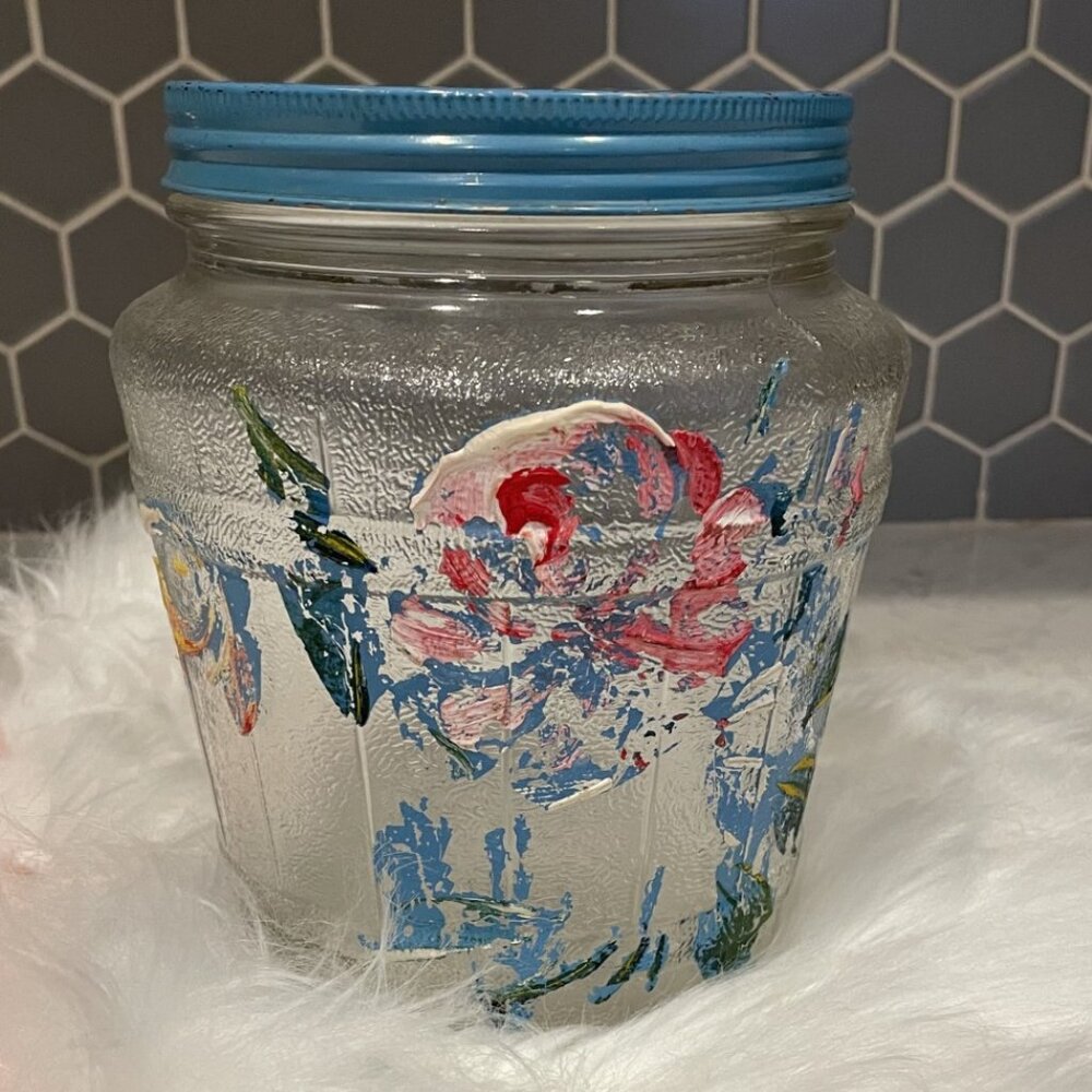 Vintage Hand Painted 1940's Ball Barrel jar
